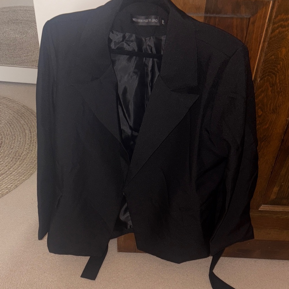 SHEIN tie front Open Blazer Jacket